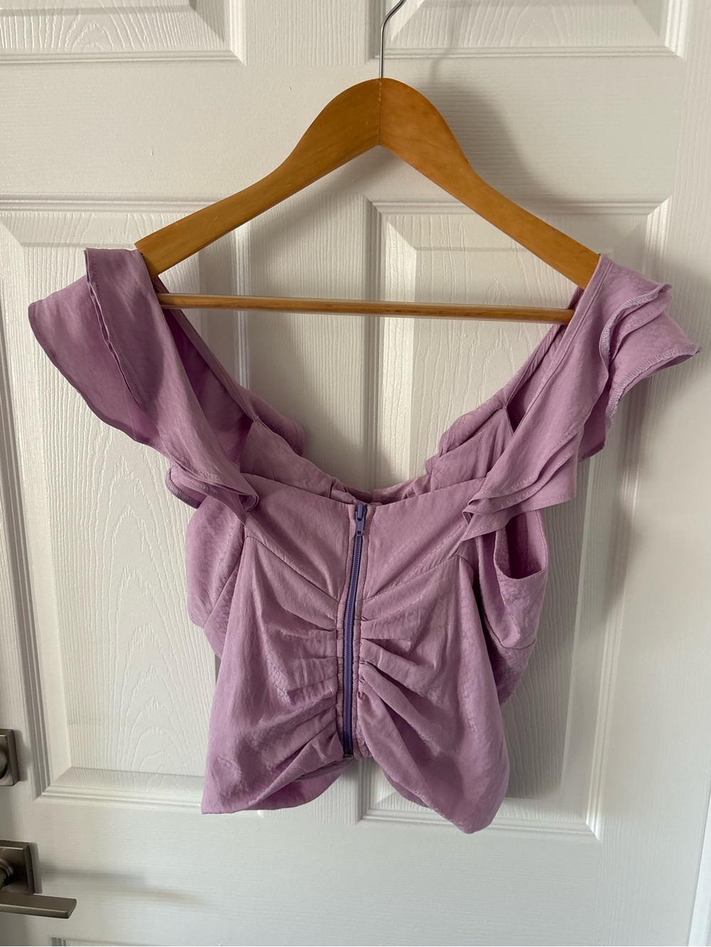 KOCH Lilac Python Ruffle Cinch Crop Top M - Picture 6 of 8